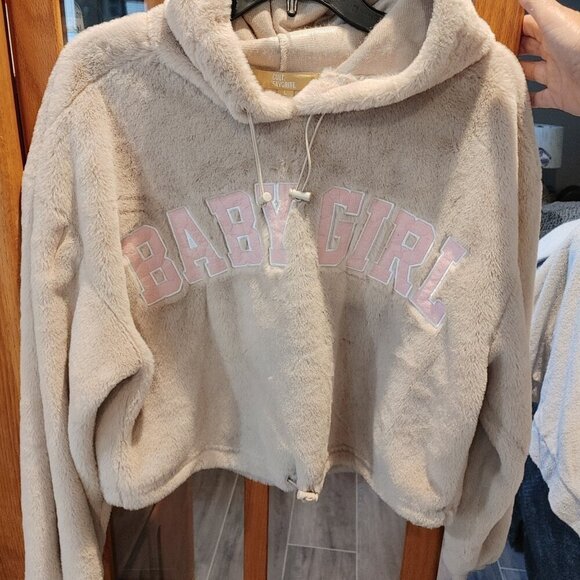 Cult Favorite Faux Fur Baby Girl Crop Hoodie - Picture 2 of 6